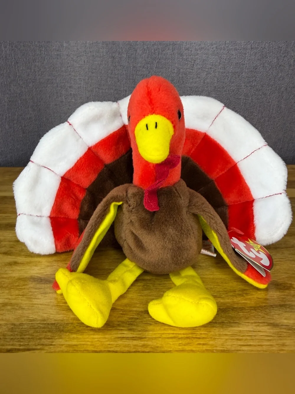 Vintage Ty Beanie Baby Turkey Gobbles Style 4034 4th Generation Hanging Tag Tush